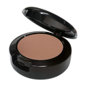 Compact brown powder in a black case on a white background