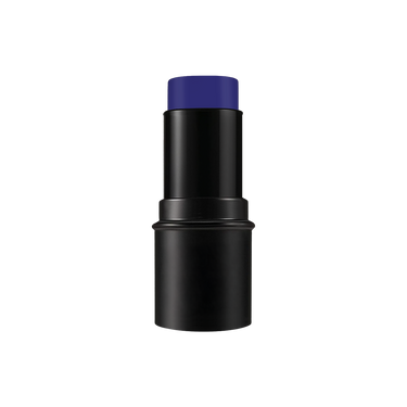 Black makeup stick with blue cap on a white background