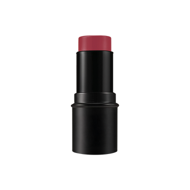 Black lipstick stick with red cap on a white background