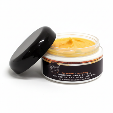 Studio product photo of Turmeric Shea Butter with open lid